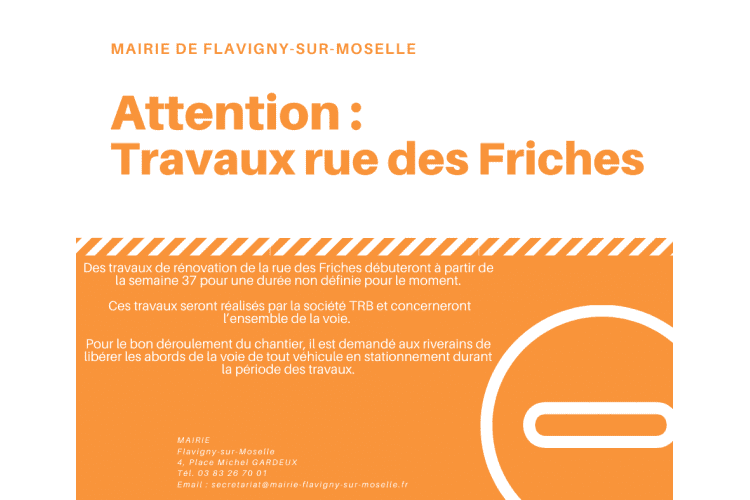 Travaux rue des Friches
